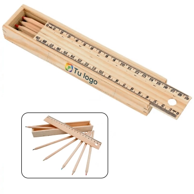 Set De Madera (Lápices De Colores)