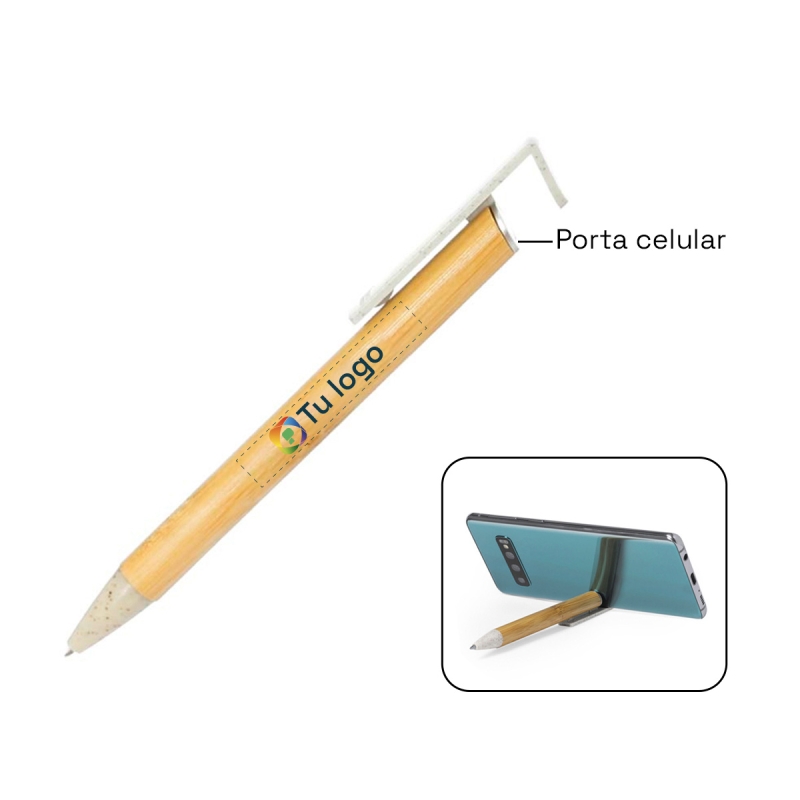 Boligrafo Bambú portacelular