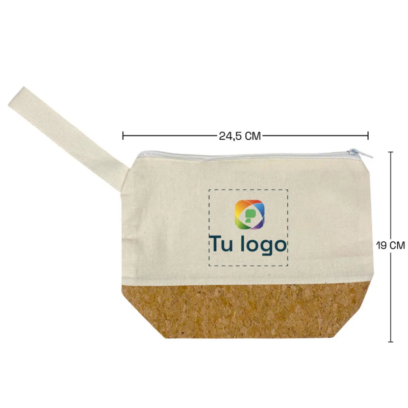 Cosmetiquera de lienzo con corcho